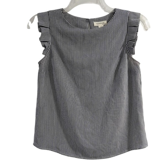 Monteau Tops - MONTEAU Striped Ruffle Sleeve Keyhole Back Blouse Top Women's Small